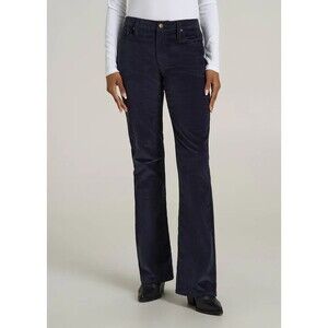 American Tall Mid Rise Mini Bootcut Corduroy Pants Women 30x35 Navy Blue Stretch